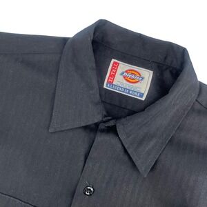 Vintage Dickies Men's XL TALL Button Up Work Shirt Black Short Sleeve Workwear